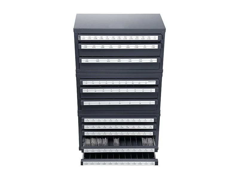 Organizer für Bohrer-Verteiler SucceBuy, 3-teiliger Schrank, Drei Schubladen und Fünf Schubladen für Drahtstärke #1 bis #60, Stapelbare Aufbewahrung