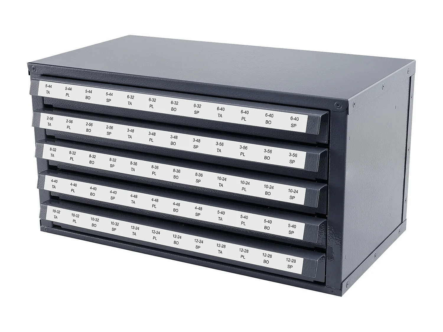 Opbergkast SucceBuy voor Kraan Verdeeler, Vijf Lades, #2-56-#12-28, Stapelbare 60-Compartimenten Opslag met Etiketten