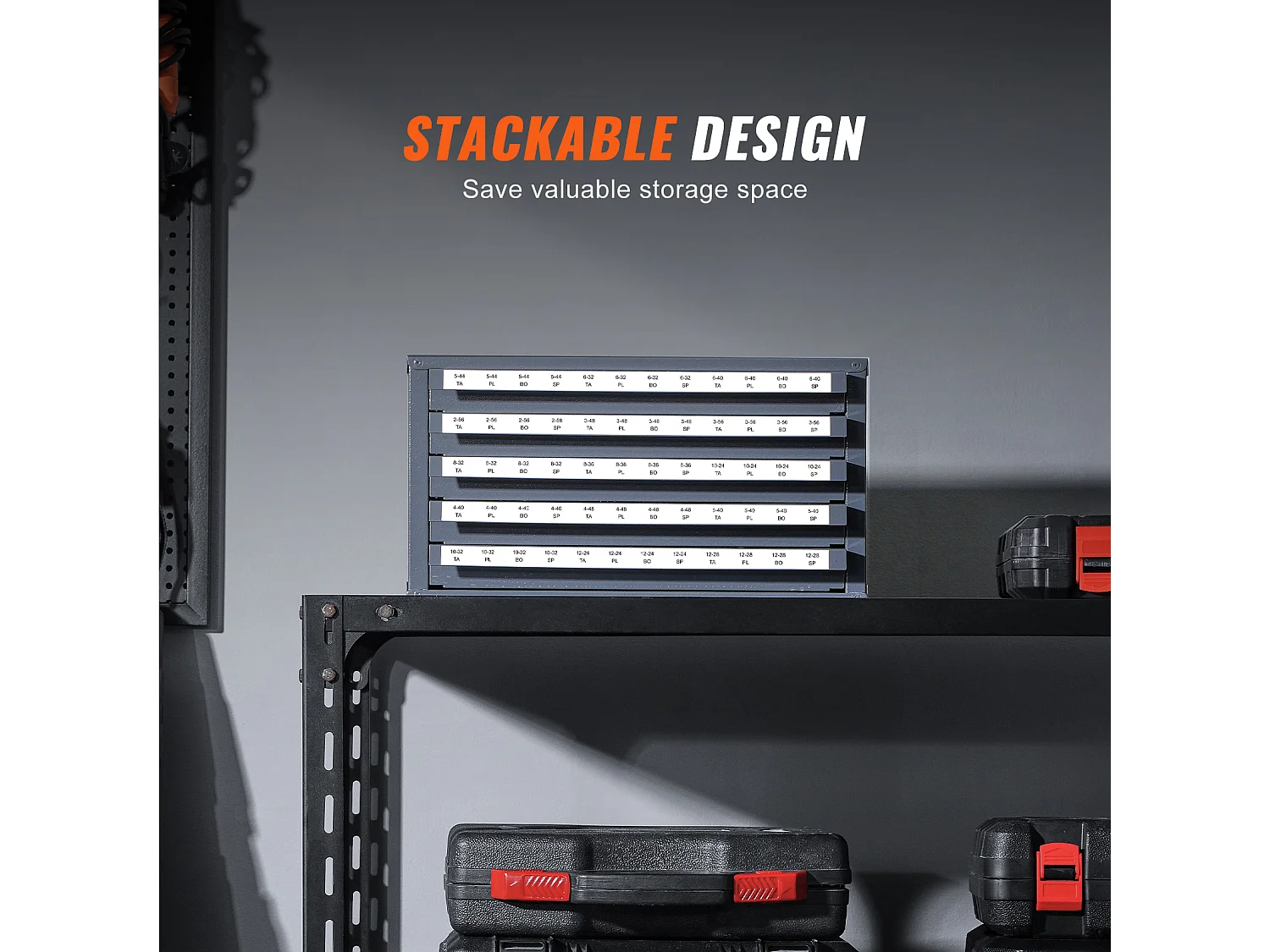 Opbergkast SucceBuy voor Kraan Verdeeler, Vijf Lades, #2-56-#12-28, Stapelbare 60-Compartimenten Opslag met Etiketten