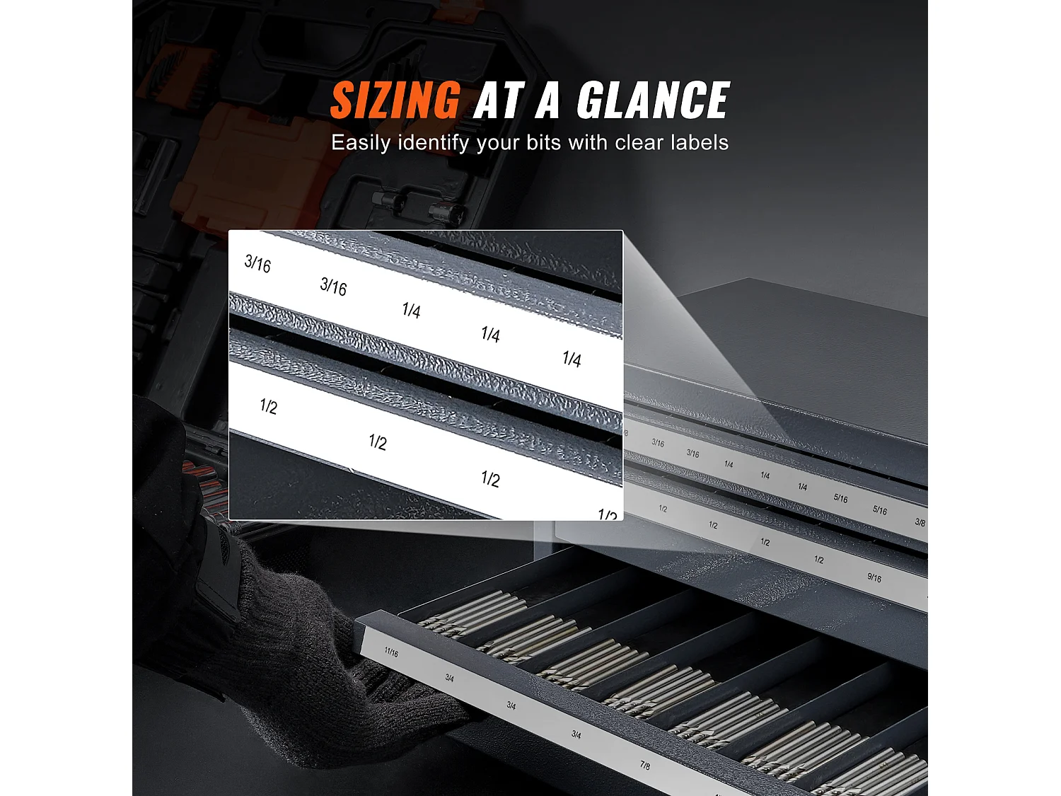 Opslagkast SucceBuy voor Afwerkingsgereedschap, 3 Lades, 2.54/20.32cm - 2.54cm, 29 Vakken