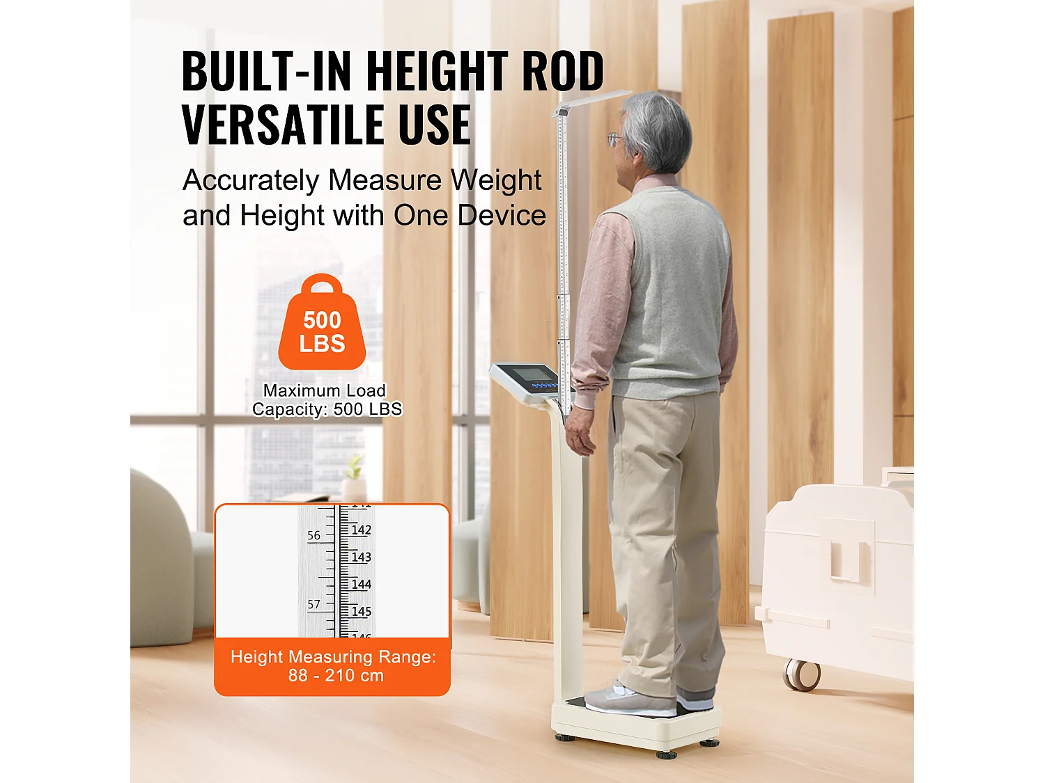 Medische Weegschaal, SucceBuy Professionele Digitale Medische Weegschaal - Gewichts- en Hoortemeting - Capaciteit 227 kg - Voor Medisch Gebruik