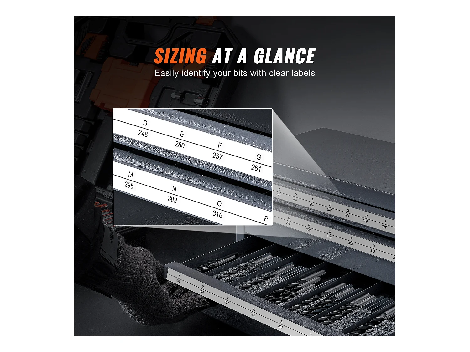 Armário Distribuidor de Brocas SucceBuy, Organizador de Três Gavetas de A a Z, Etiquetas de Aço, Solução de Armazenamento Empilhável para Brocas