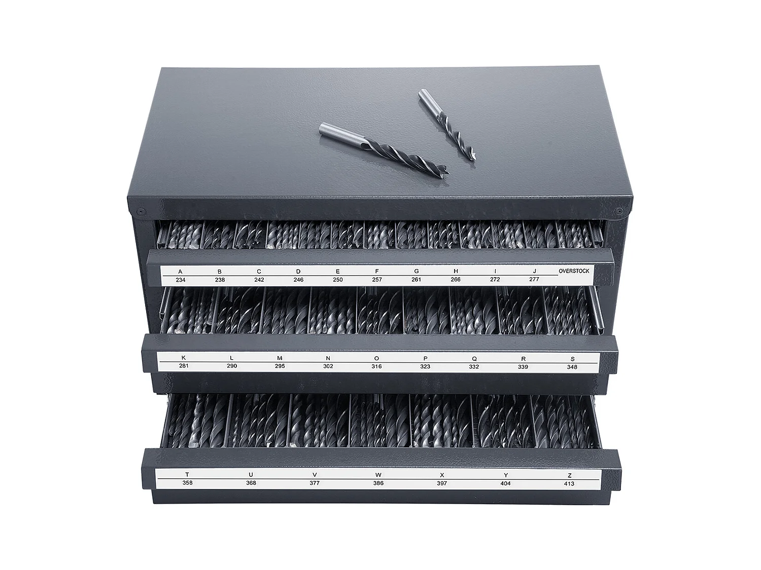 Armário Distribuidor de Brocas SucceBuy, Organizador de Três Gavetas de A a Z, Etiquetas de Aço, Solução de Armazenamento Empilhável para Brocas