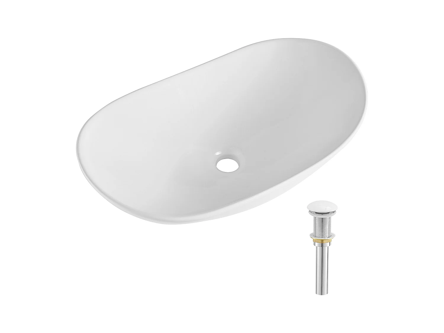 Lavabo de Salle SucceBuy Lavabo Ovale en Céramique 60 cm x 36 cm - Blanc Moderne, Durable et Élégant