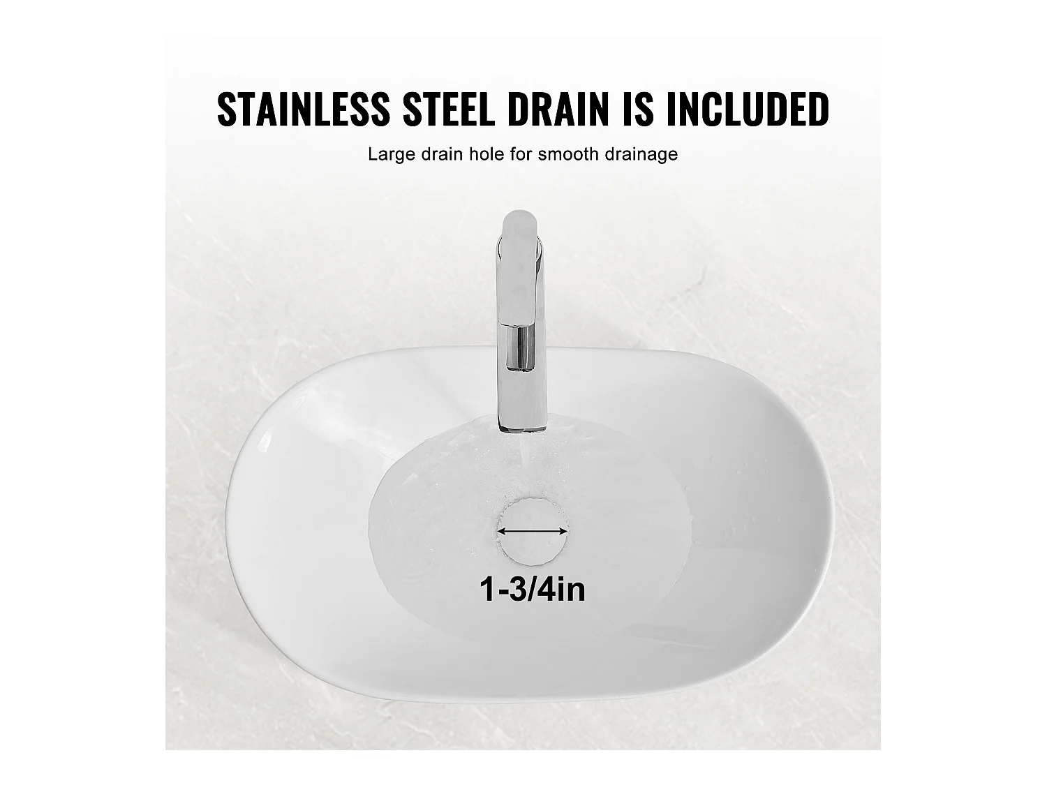 Lavabo de Salle SucceBuy Lavabo Ovale en Céramique 60 cm x 36 cm - Blanc Moderne, Durable et Élégant