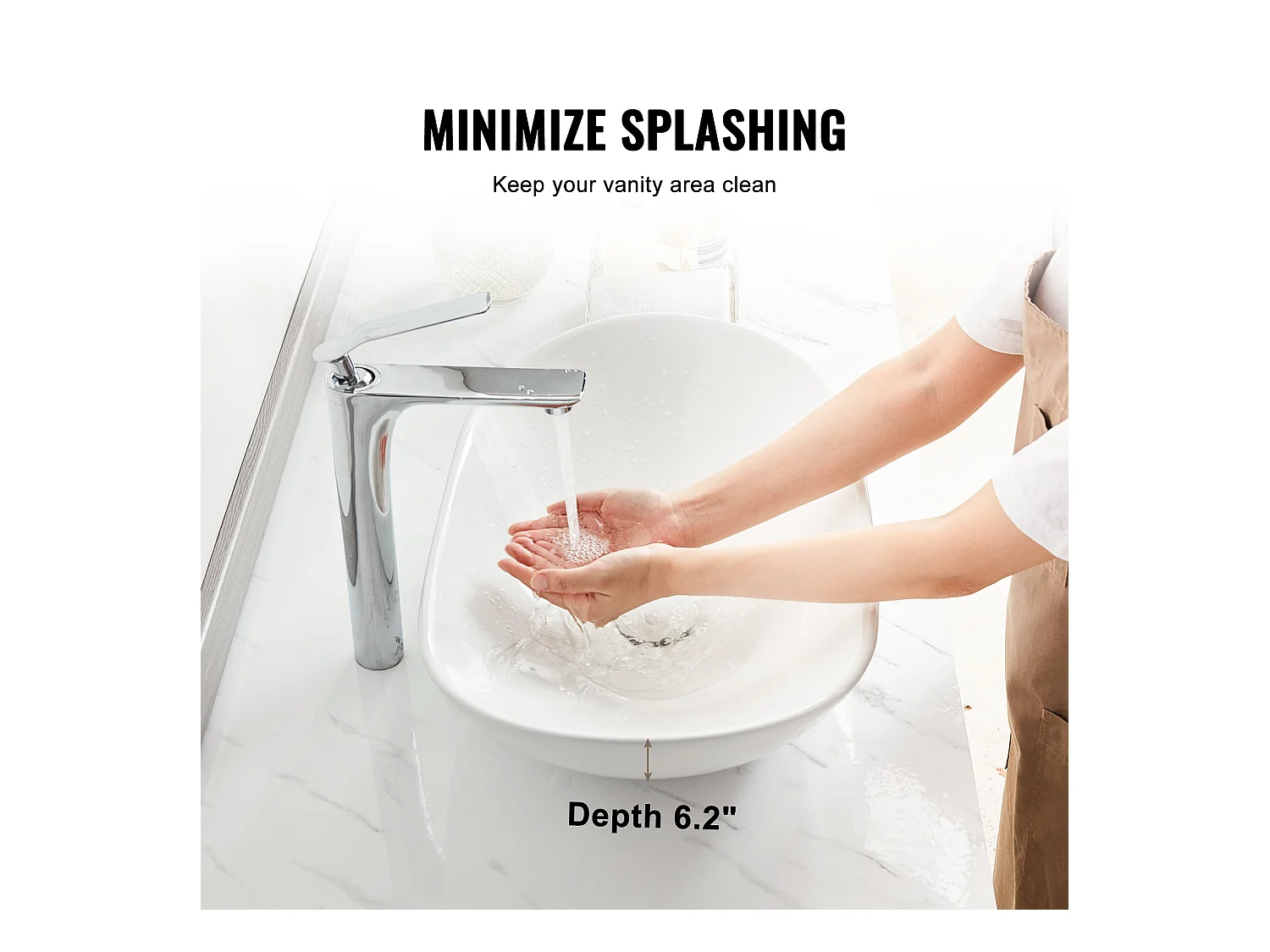 Lavabo de Salle SucceBuy Lavabo Ovale en Céramique 60 cm x 36 cm - Blanc Moderne, Durable et Élégant