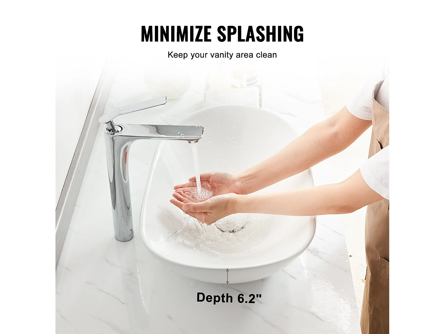 Lavabo de Salle SucceBuy Lavabo Ovale en Céramique 60 cm x 36 cm - Blanc Moderne, Durable et Élégant