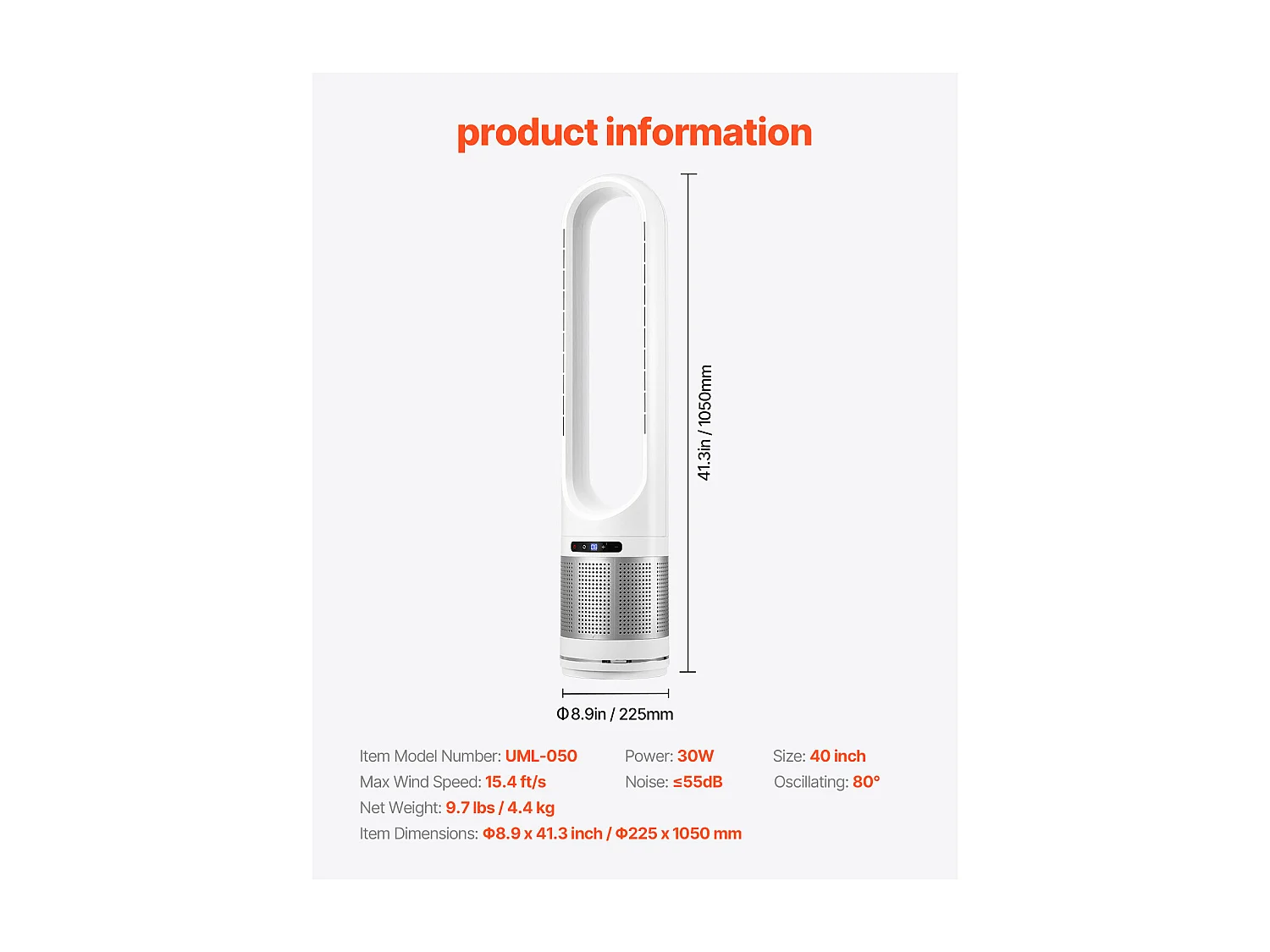 Ventilateur Colonne SucceBuy Ventilateur Tour Oscillant de 101,5 cm avec Télécommande et Minuterie Réglable