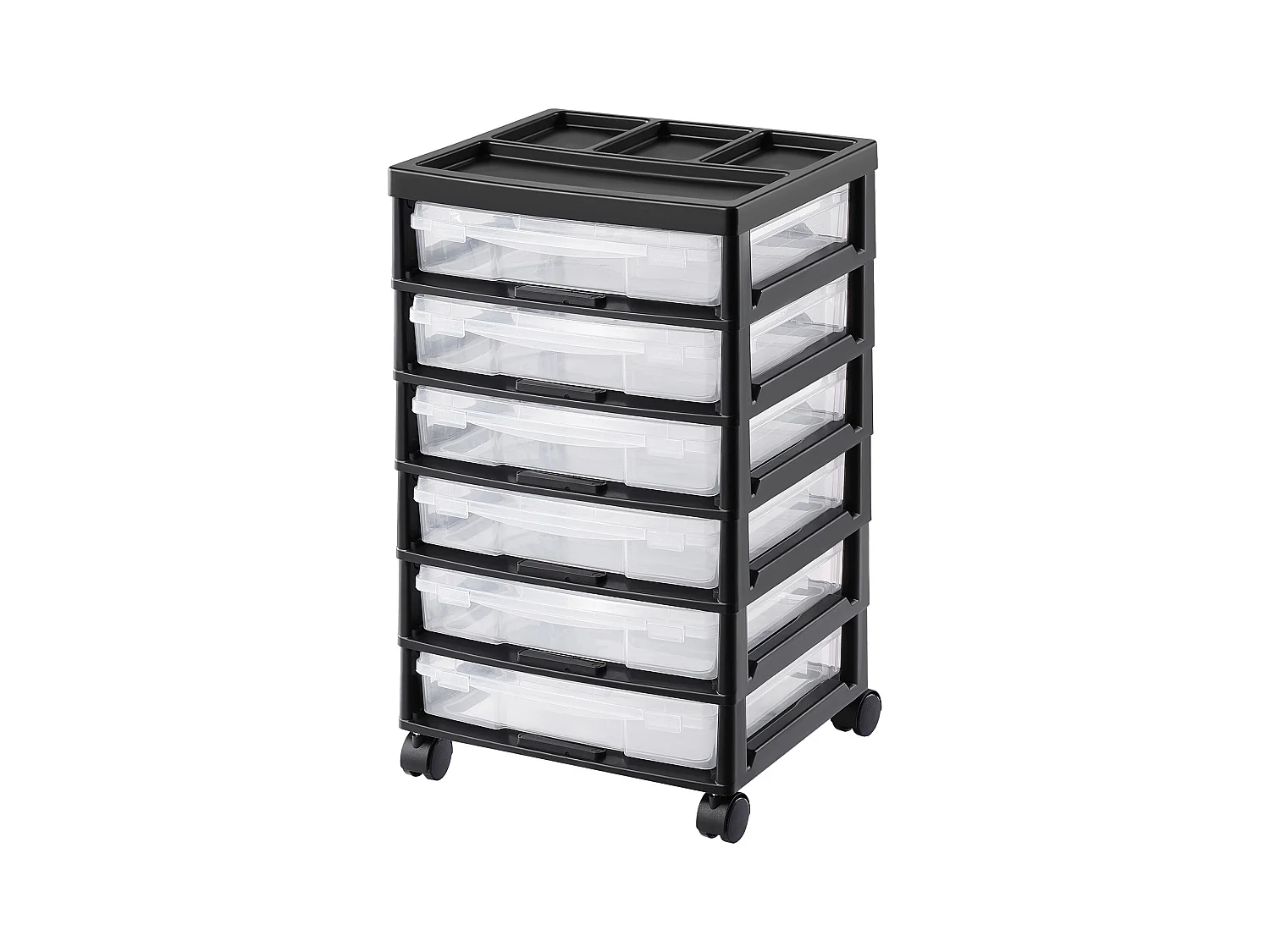 Rangement de Bureau en Plastique SucceBuy, avec 6 Étuis Transparents, Grande Capacité de Rangement pour Fournitures d'Artisanat, Noir