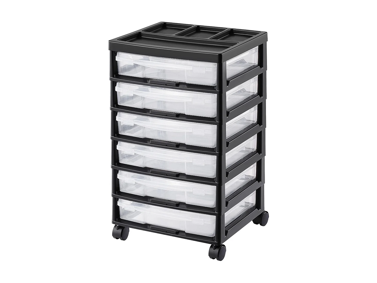 Rangement de Bureau en Plastique SucceBuy, avec 6 Étuis Transparents, Grande Capacité de Rangement pour Fournitures d'Artisanat, Noir