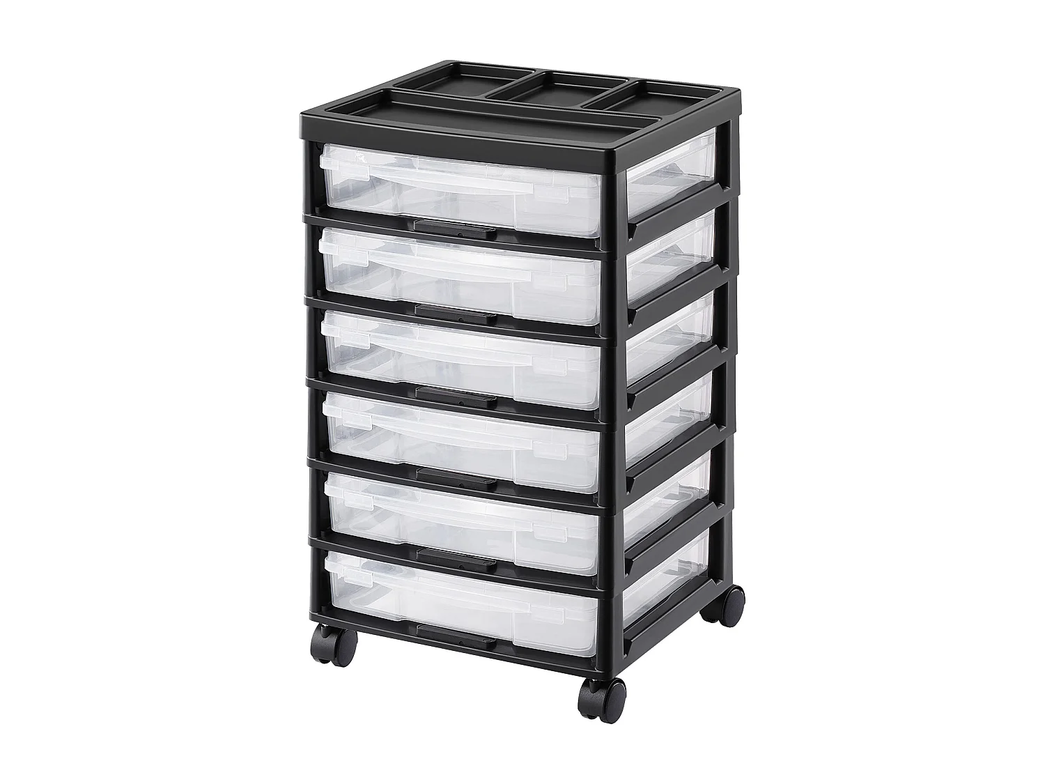 Rangement de Bureau en Plastique SucceBuy, avec 6 Étuis Transparents, Grande Capacité de Rangement pour Fournitures d'Artisanat, Noir