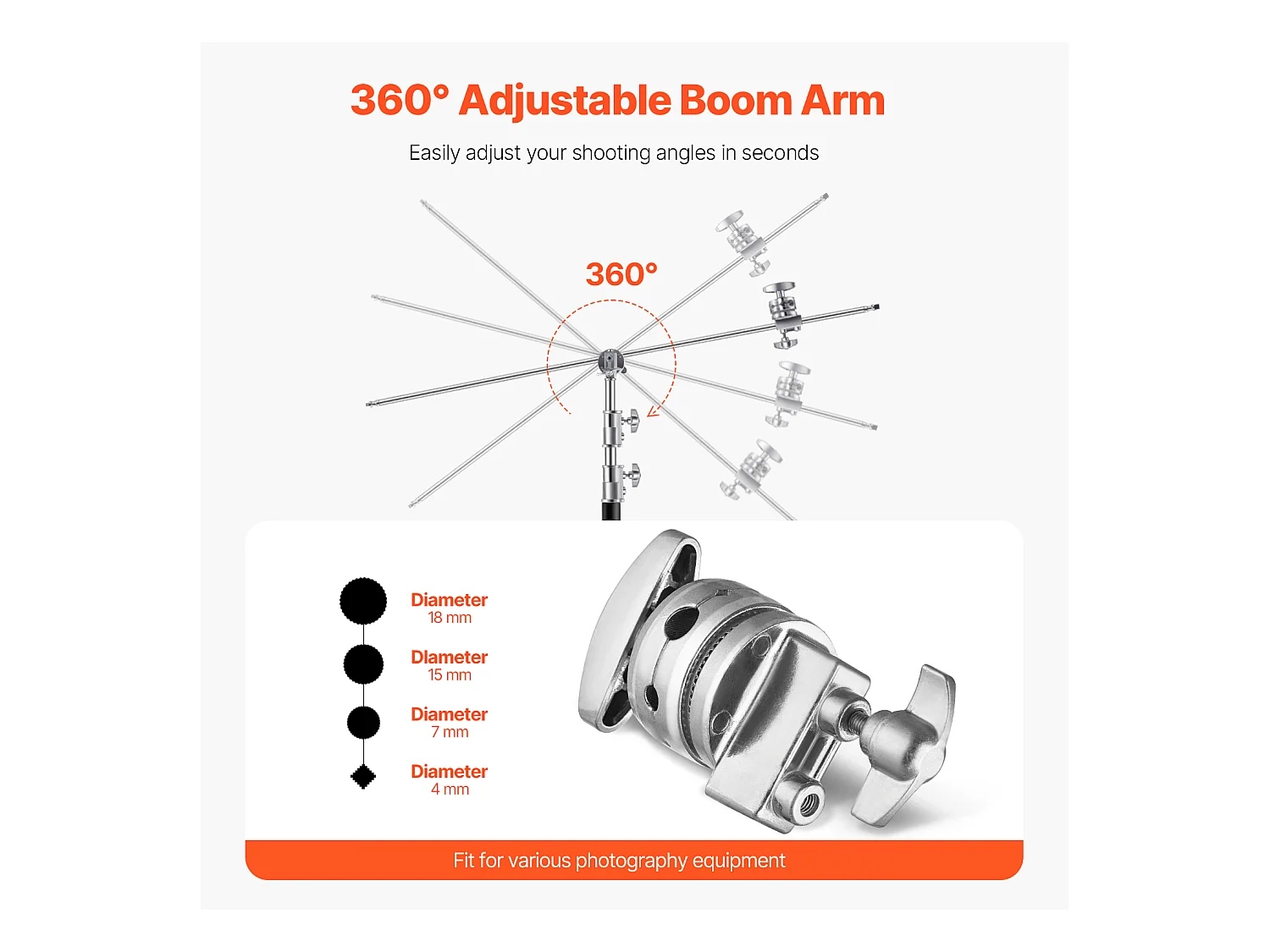 C-Stativ mit Stange SucceBuy, Maximale Höhe : 3,3 m