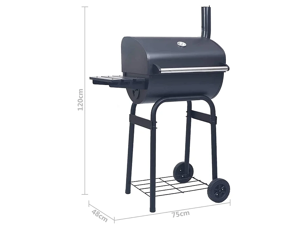 Gril barbecue au charbon avec étagère inférieure Noir