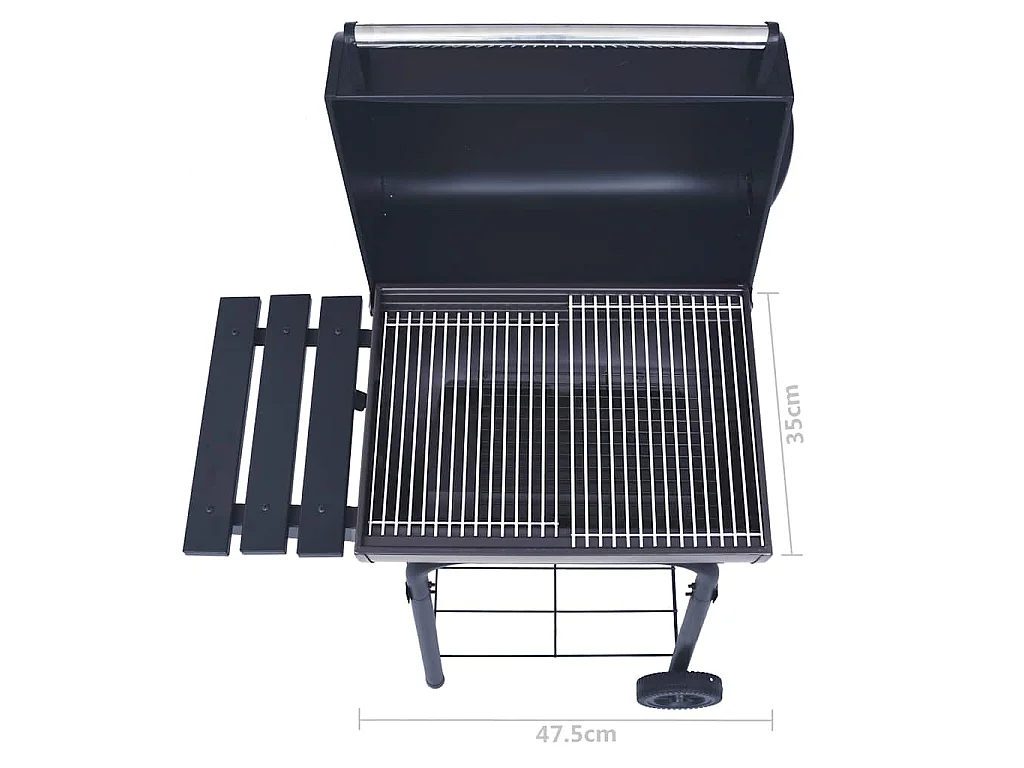 Gril barbecue au charbon avec étagère inférieure Noir