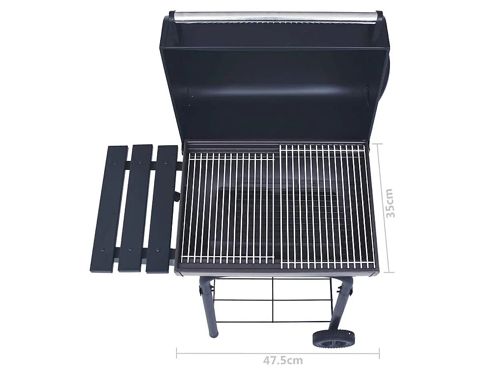 Gril barbecue au charbon avec étagère inférieure Noir