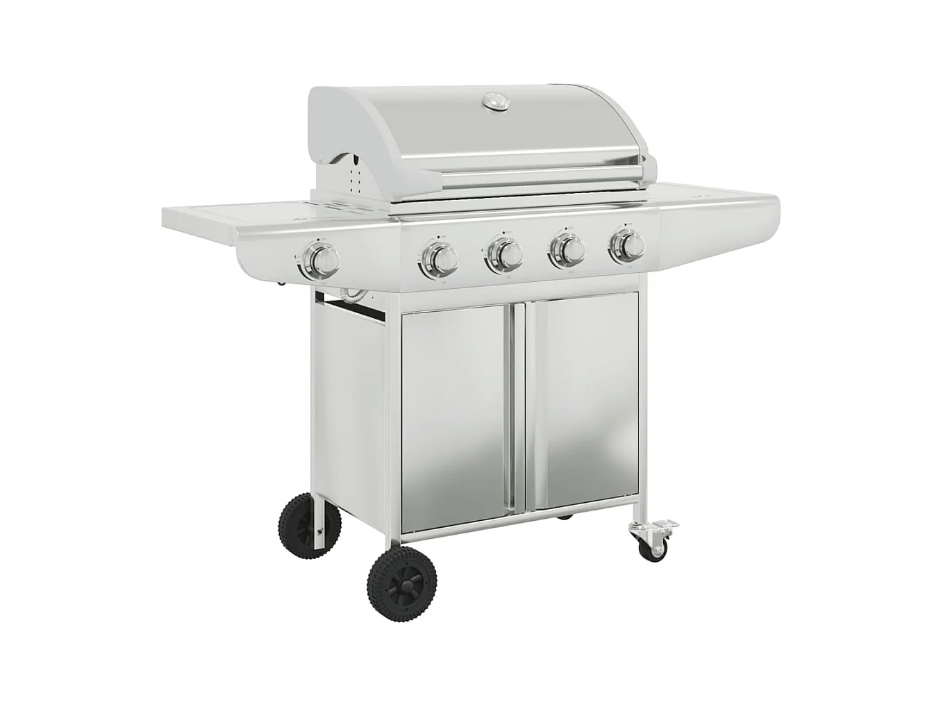 Barbecue à gaz avec 5 brûleurs argenté acier inoxydable