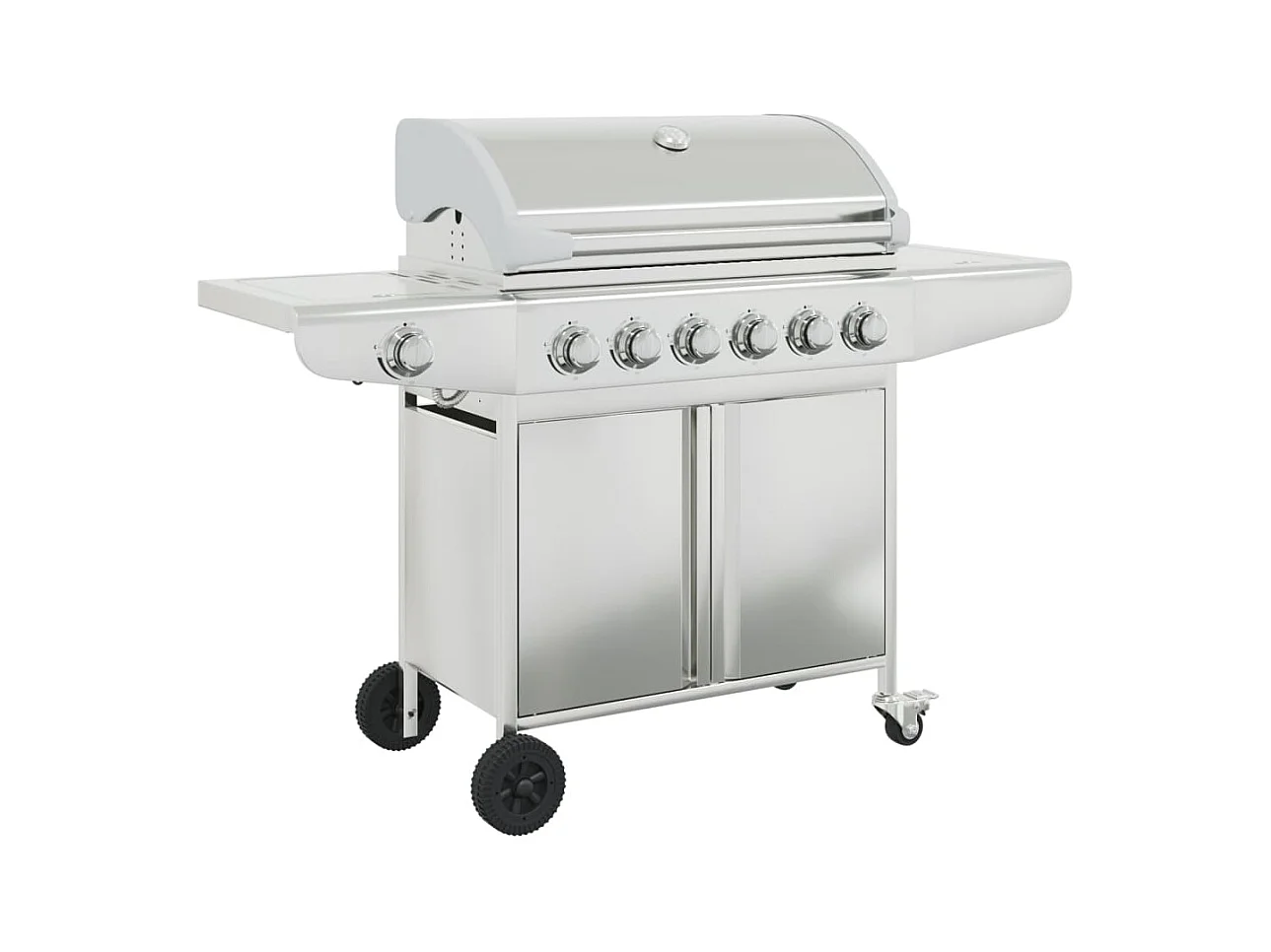 Barbecue à gaz avec 7 brûleurs argent acier inoxydable