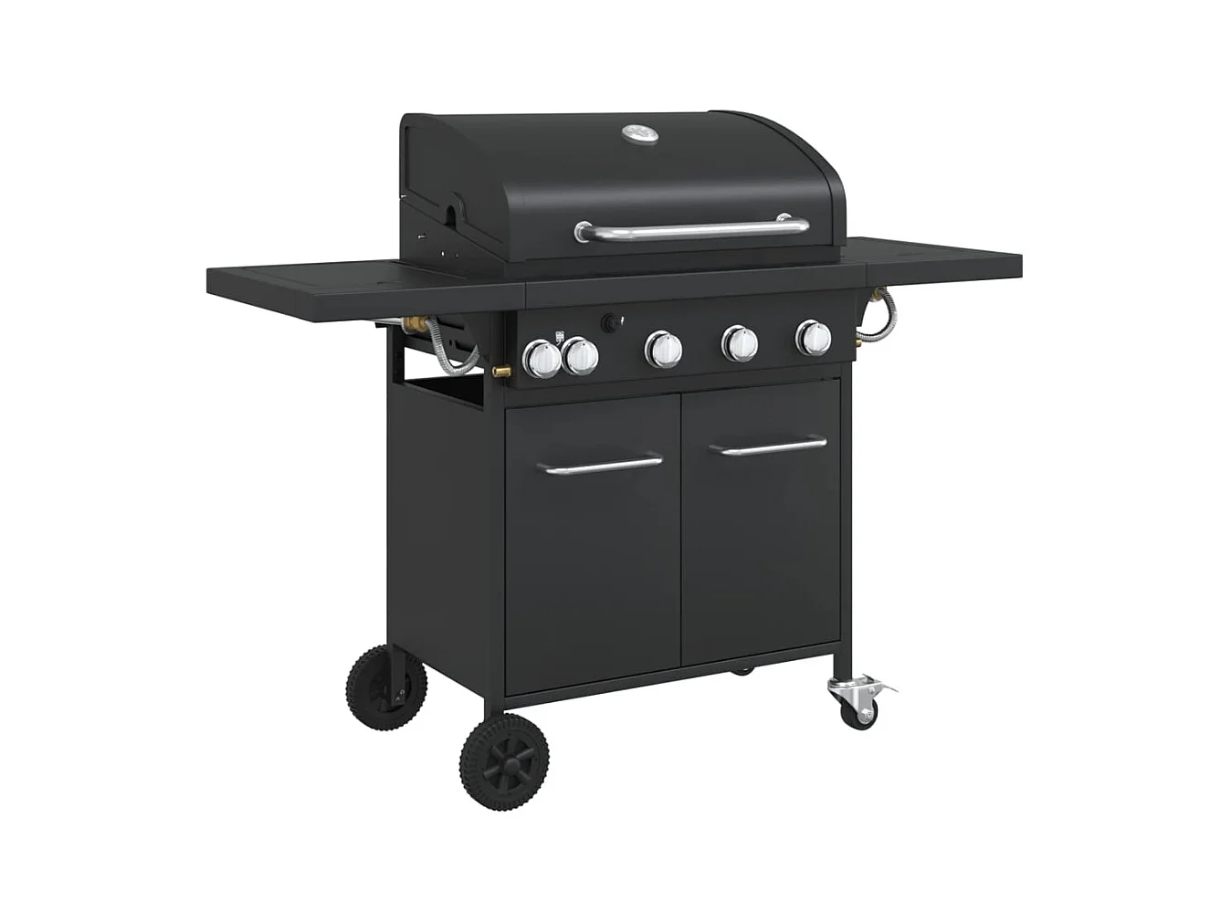 Gasbarbecue met 5 branders gepoedercoat staal zwart