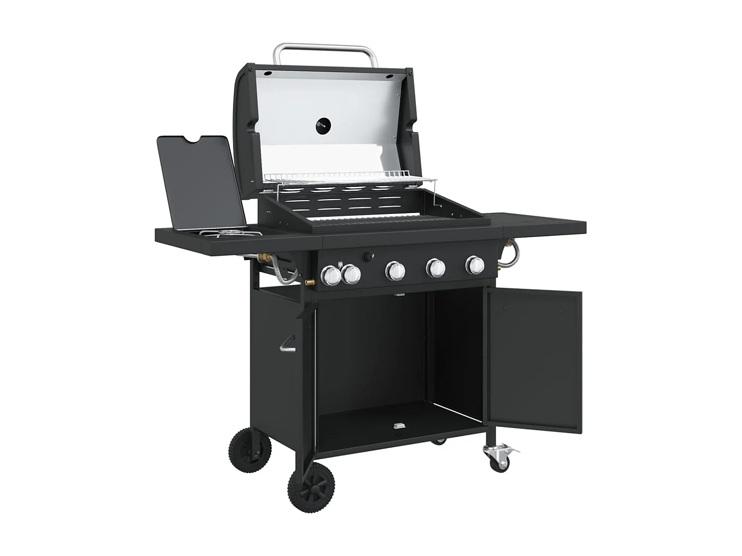 Gasbarbecue met 5 branders gepoedercoat staal zwart