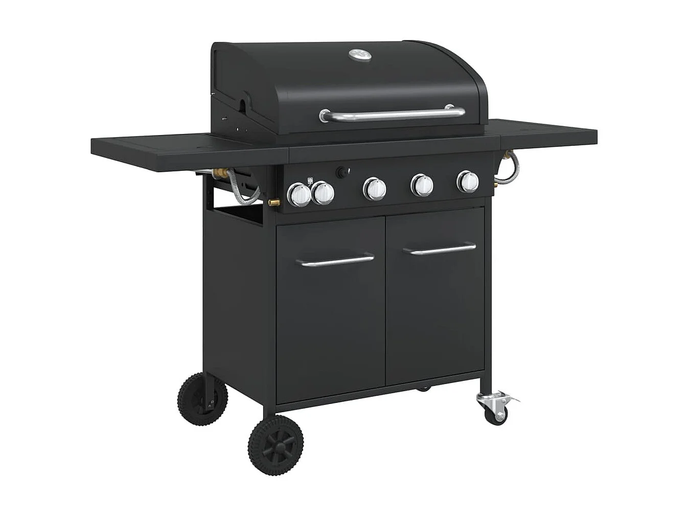Gasbarbecue met 5 branders gepoedercoat staal zwart