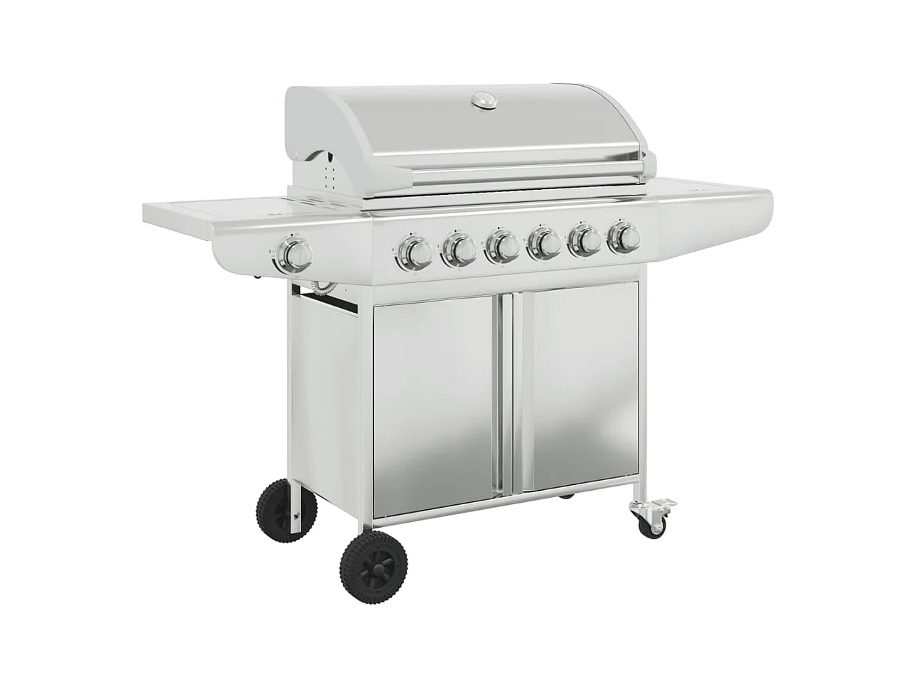 Barbecue à gaz avec 7 brûleurs argent acier inoxydable