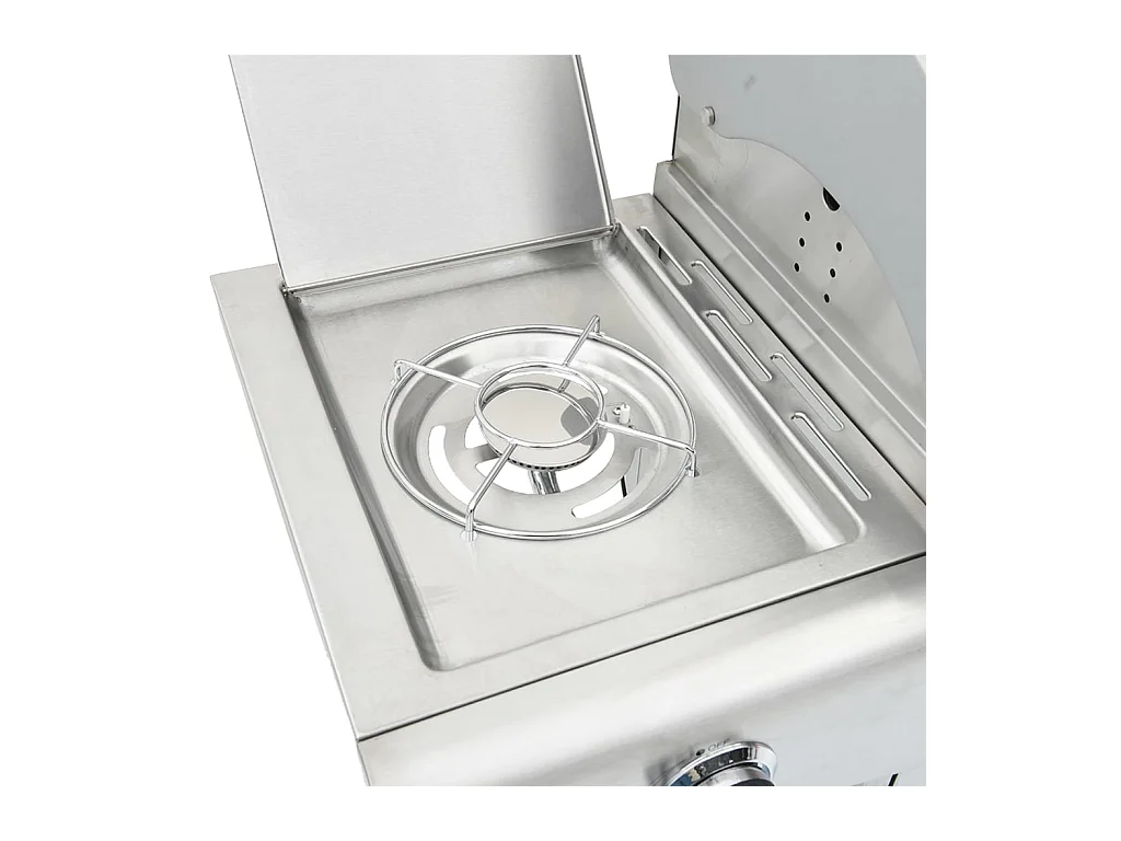 Barbecue à gaz avec 7 brûleurs argent acier inoxydable