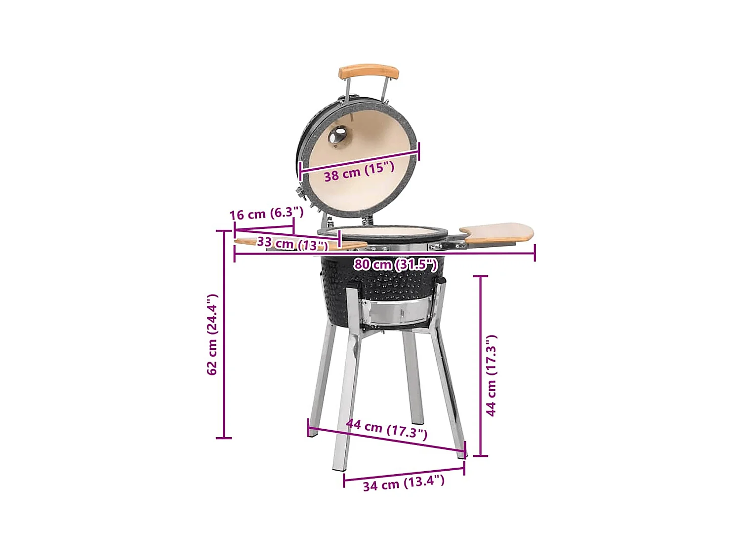 Kamado churraqueira fumadora de cerâmica 81 cm