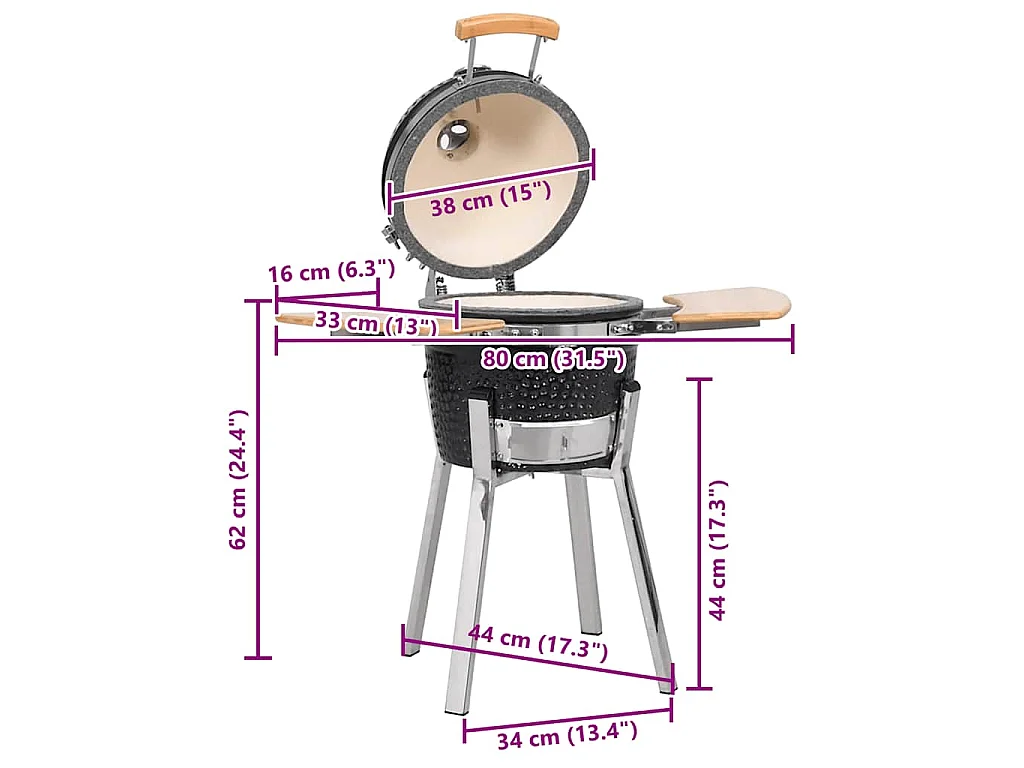 Kamado barbecue 33 cm keramiek