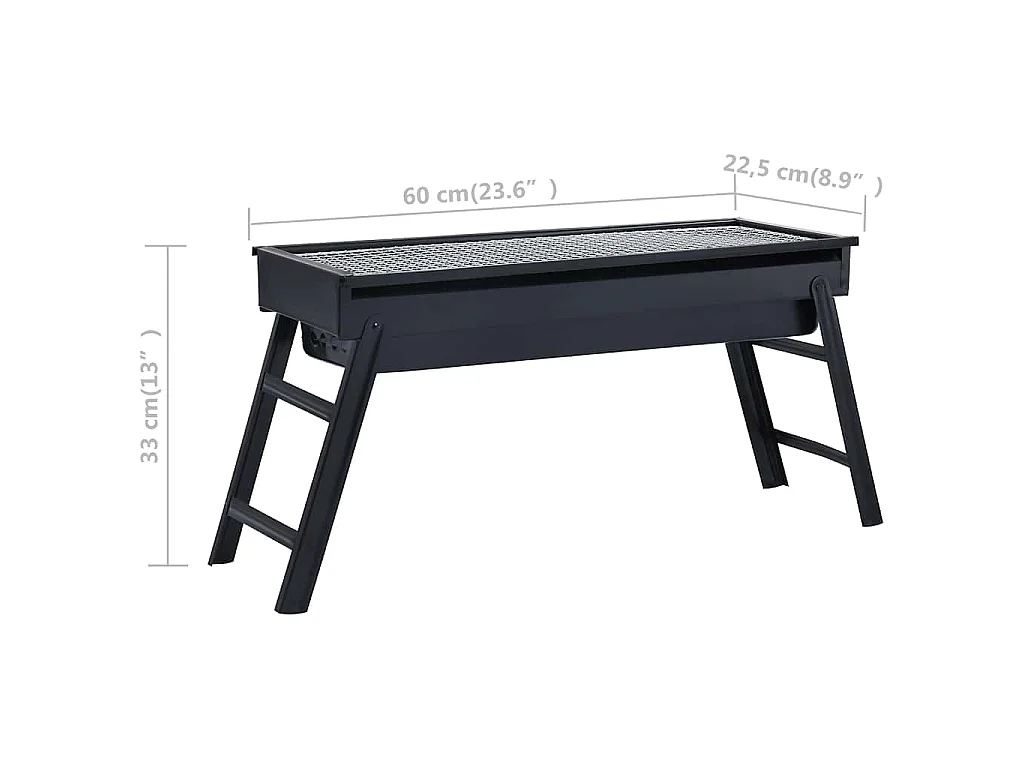 Campingbarbecue draagbaar 60x22,5x33 cm roestvrij