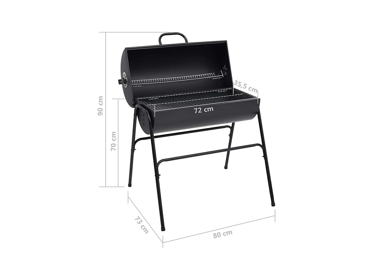 Grill mit 2 Grillrosten Schwarz 80x95x90 cm Stahl
