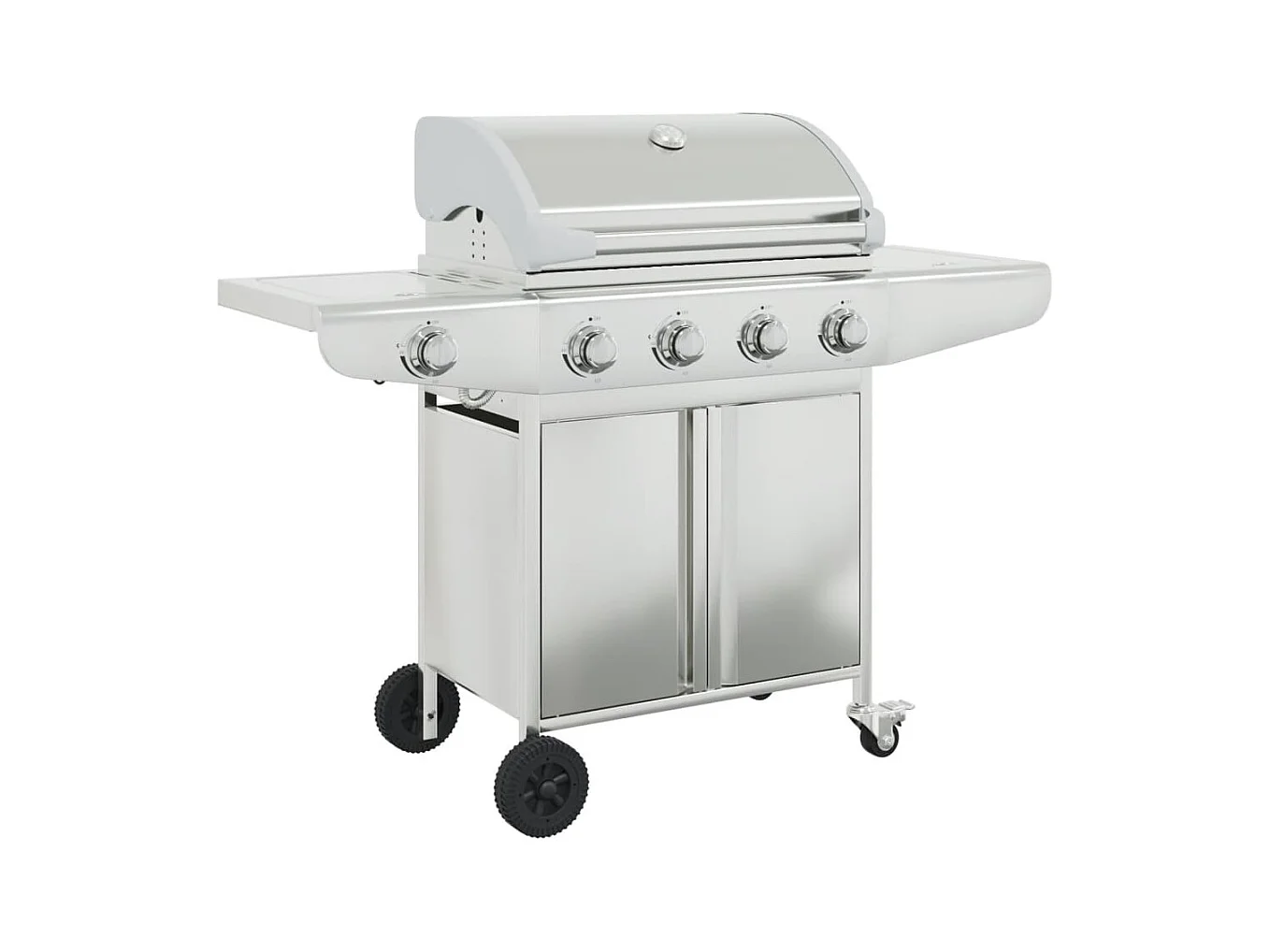 Barbecue à gaz avec 5 brûleurs argenté acier inoxydable