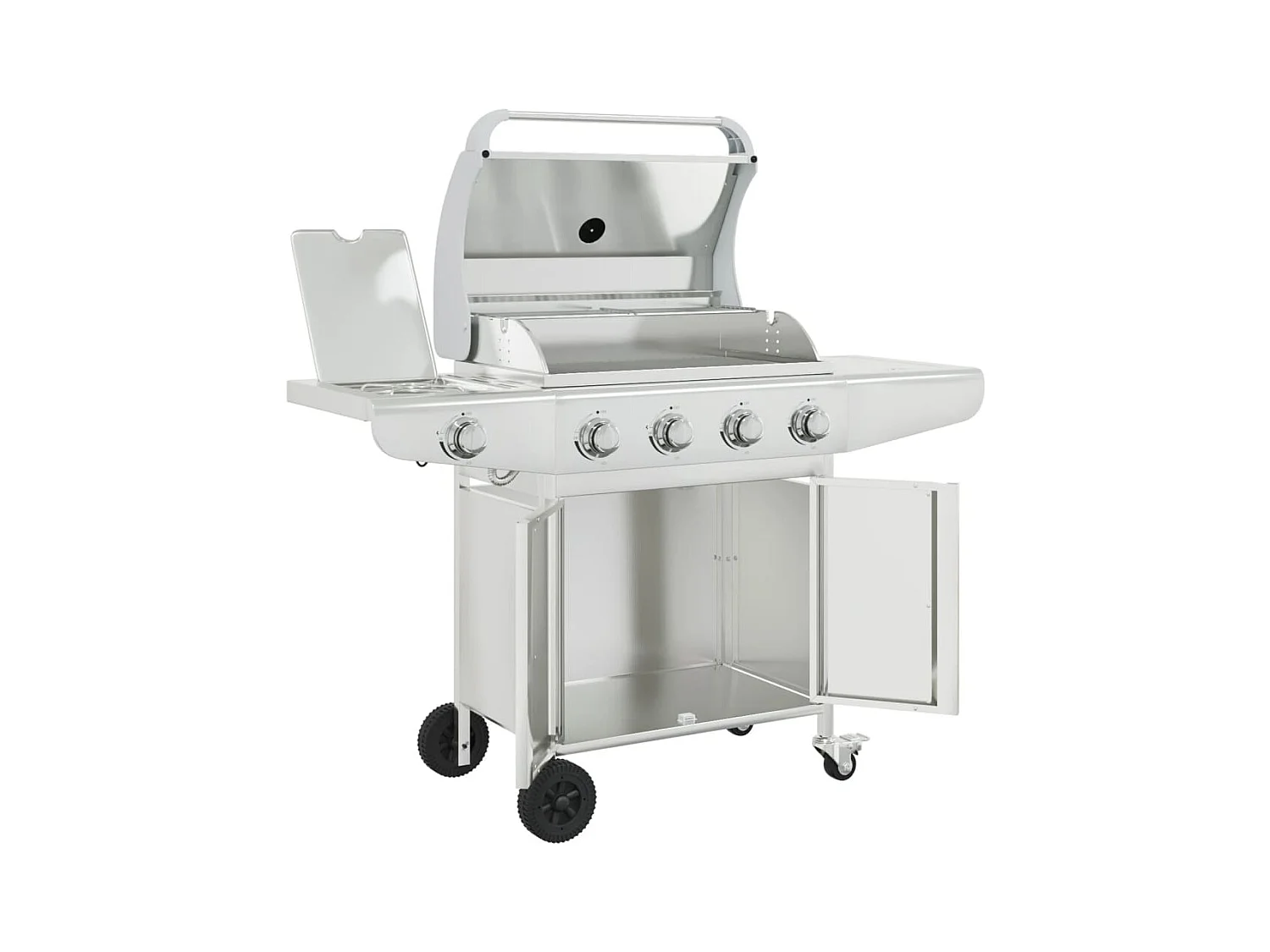 Barbecue à gaz avec 5 brûleurs argenté acier inoxydable
