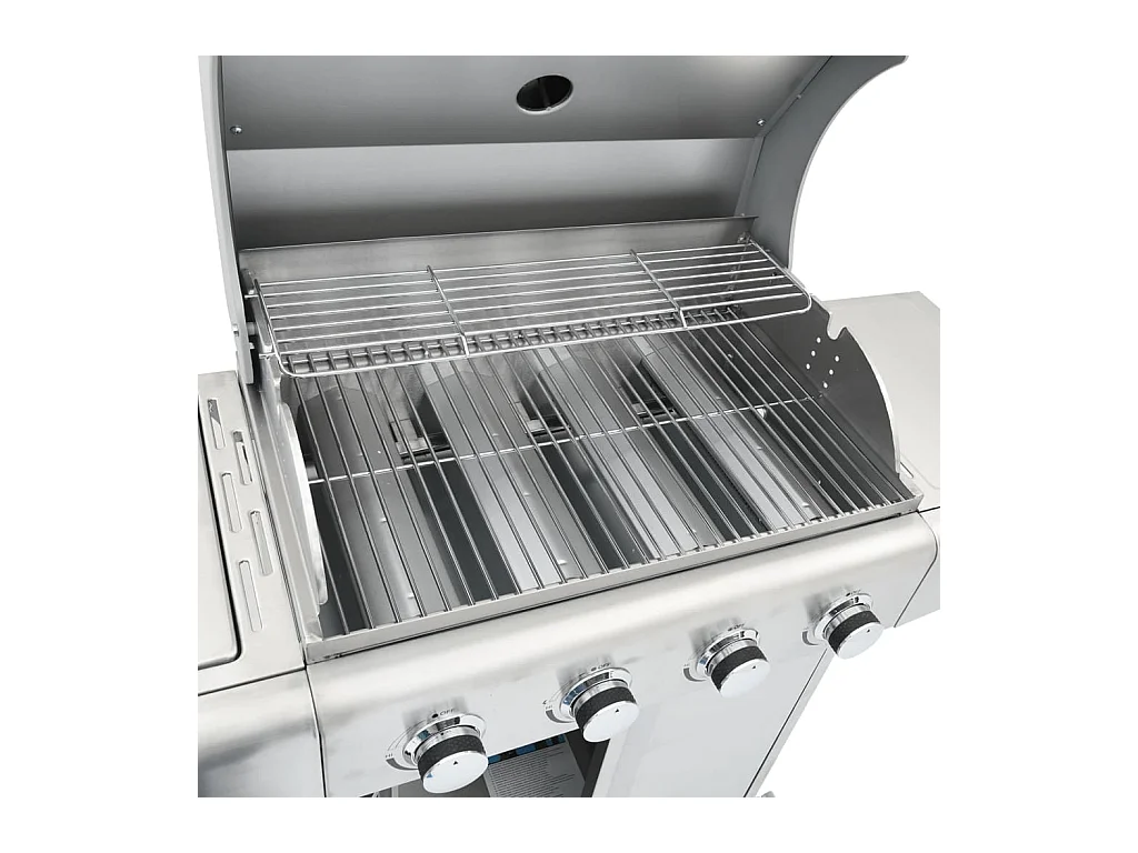 Barbecue à gaz avec 5 brûleurs argenté acier inoxydable