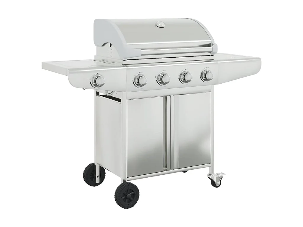 Gasbarbecue met 5 branders roestvrij staal zilverkleurig