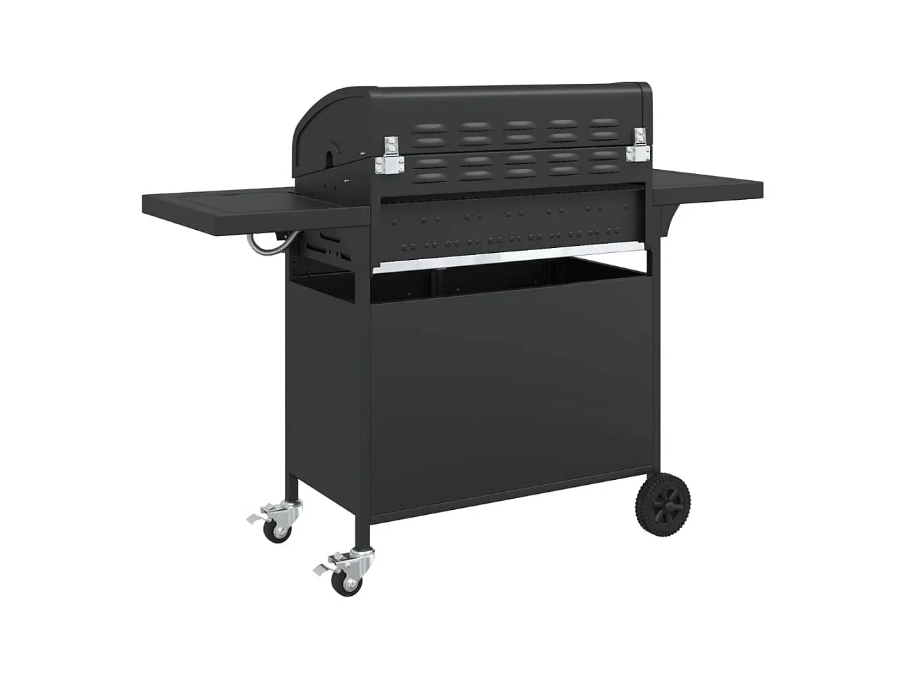 Barbecue gril à gaz avec 7 brûleurs noir acier enduit de poudre