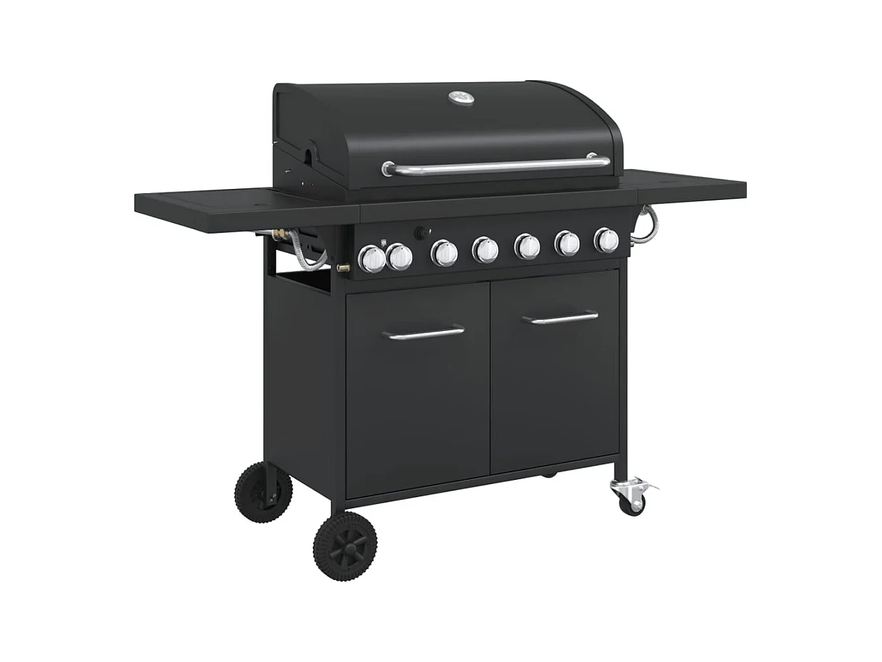 Gasbarbecue met 7 branders gepoedercoat staal zwart