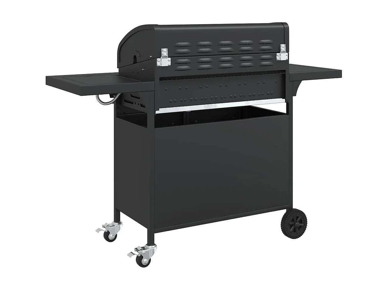 Barbecue gril à gaz avec 7 brûleurs noir acier enduit de poudre