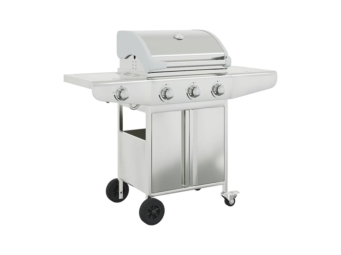 Barbecue gril à gaz avec 4 brûleurs argenté acier inoxydable