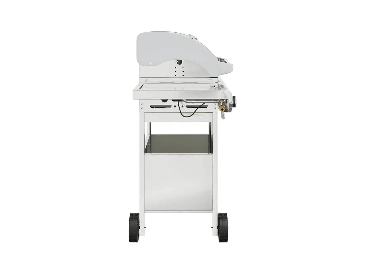 Barbecue gril à gaz avec 4 brûleurs argenté acier inoxydable