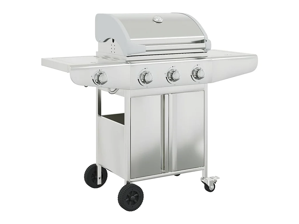 Gasbarbecue met 4 branders roestvrij staal zilverkleurig