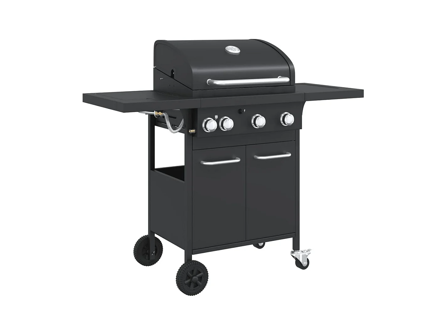 Barbecue gril à gaz avec 4 brûleurs noir acier enduit de poudre