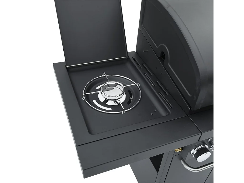 Barbecue gril à gaz avec 4 brûleurs noir acier enduit de poudre