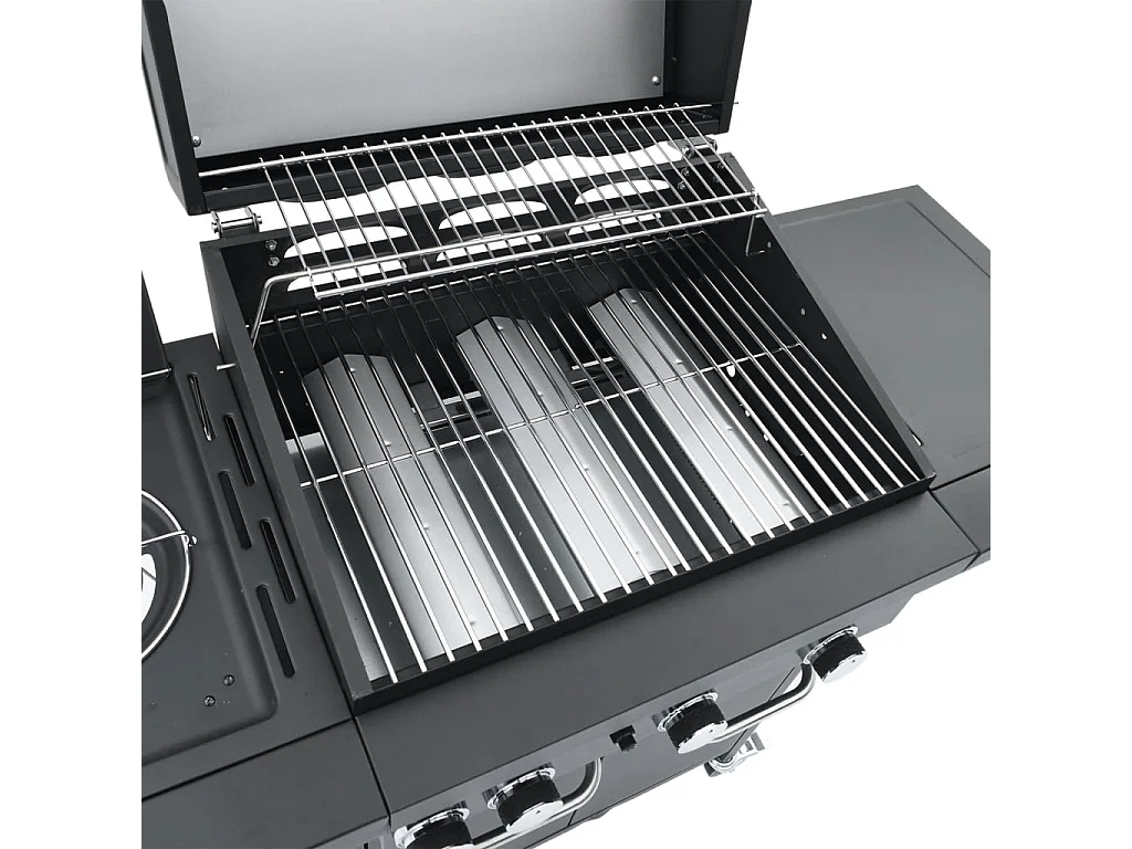 Barbecue gril à gaz avec 4 brûleurs noir acier enduit de poudre