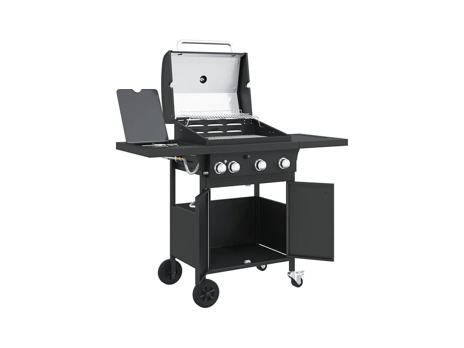 Gasbarbecue met 4 branders gepoedercoat staal zwart