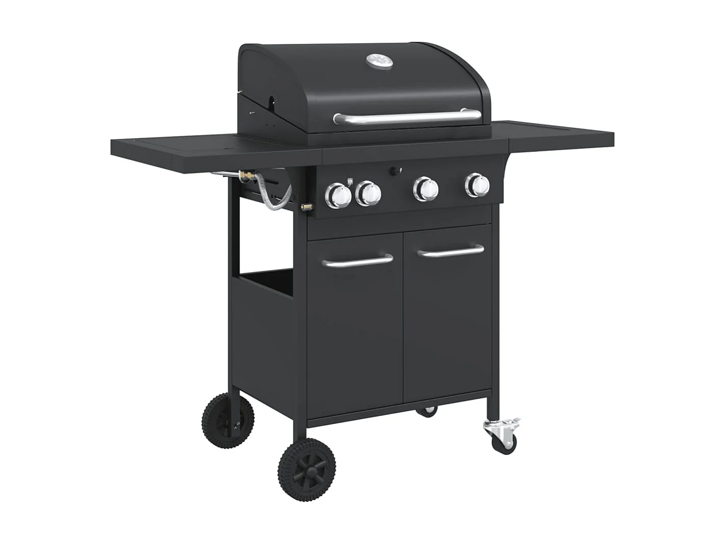 Barbecue gril à gaz avec 4 brûleurs noir acier enduit de poudre