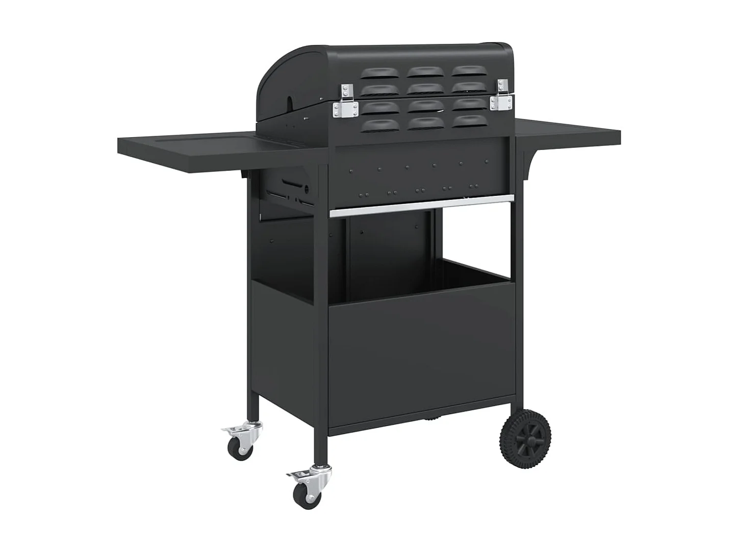 Barbecue gril à gaz avec 4 brûleurs noir acier enduit de poudre