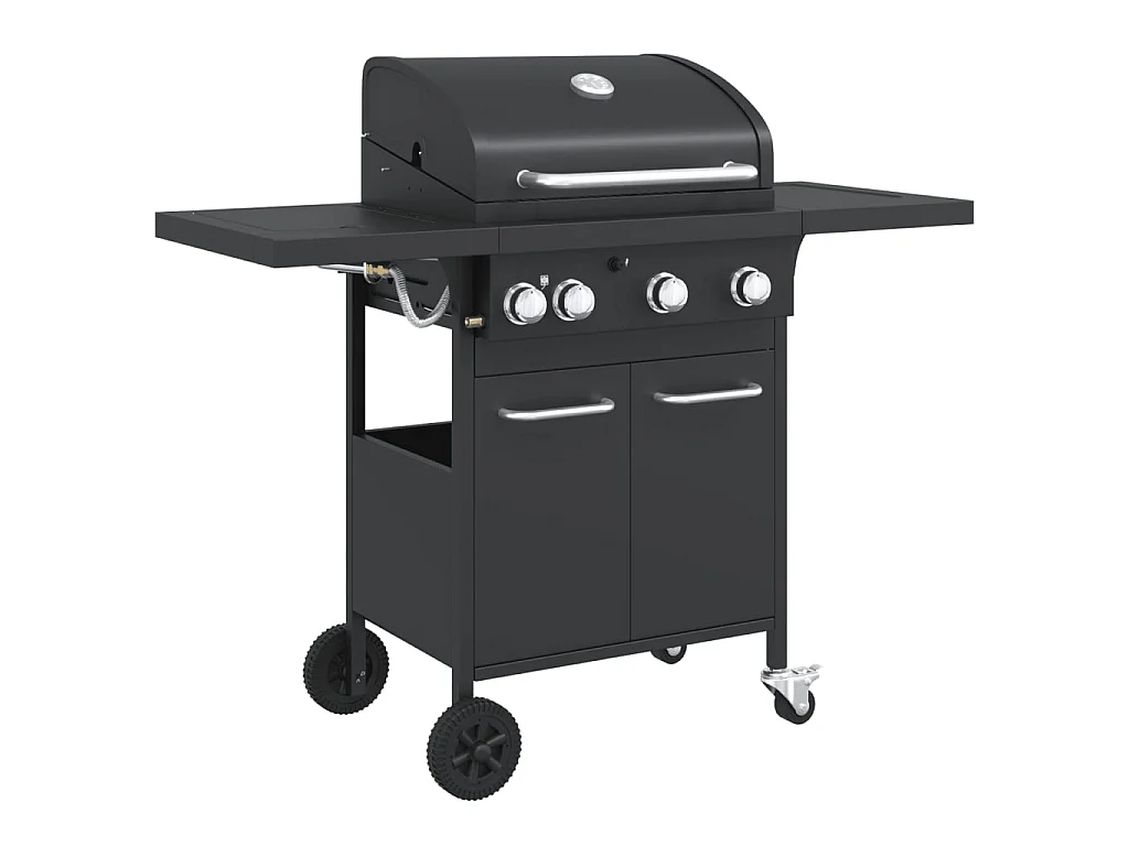 Gasbarbecue met 4 branders gepoedercoat staal zwart