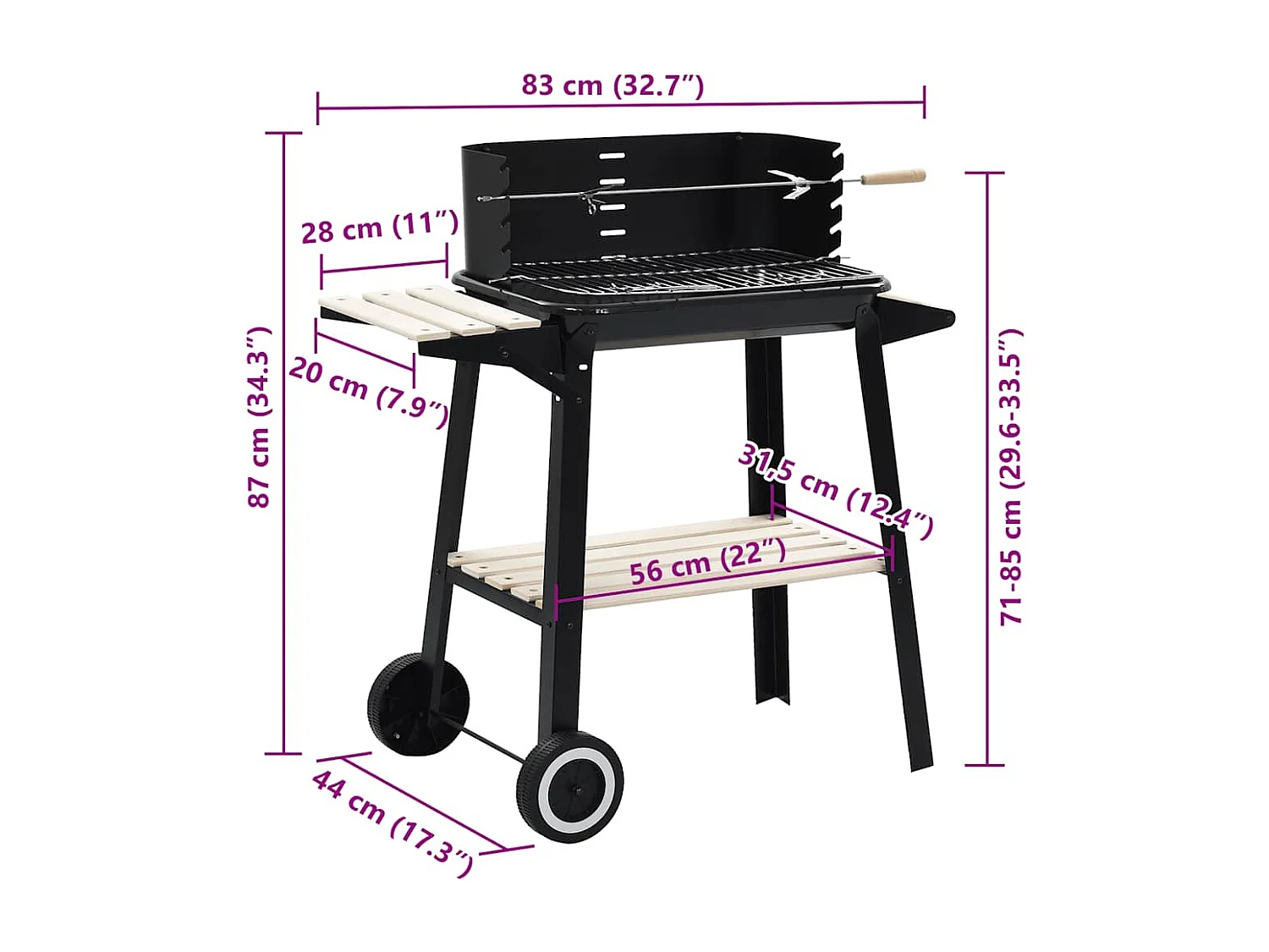 Barbecue Mobile a Carbonella con Ruote