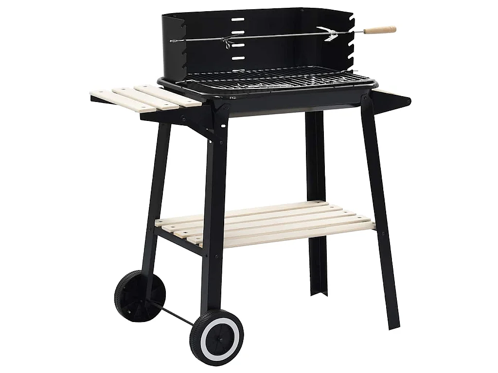 Barbecue au charbon de bois avec roulettes