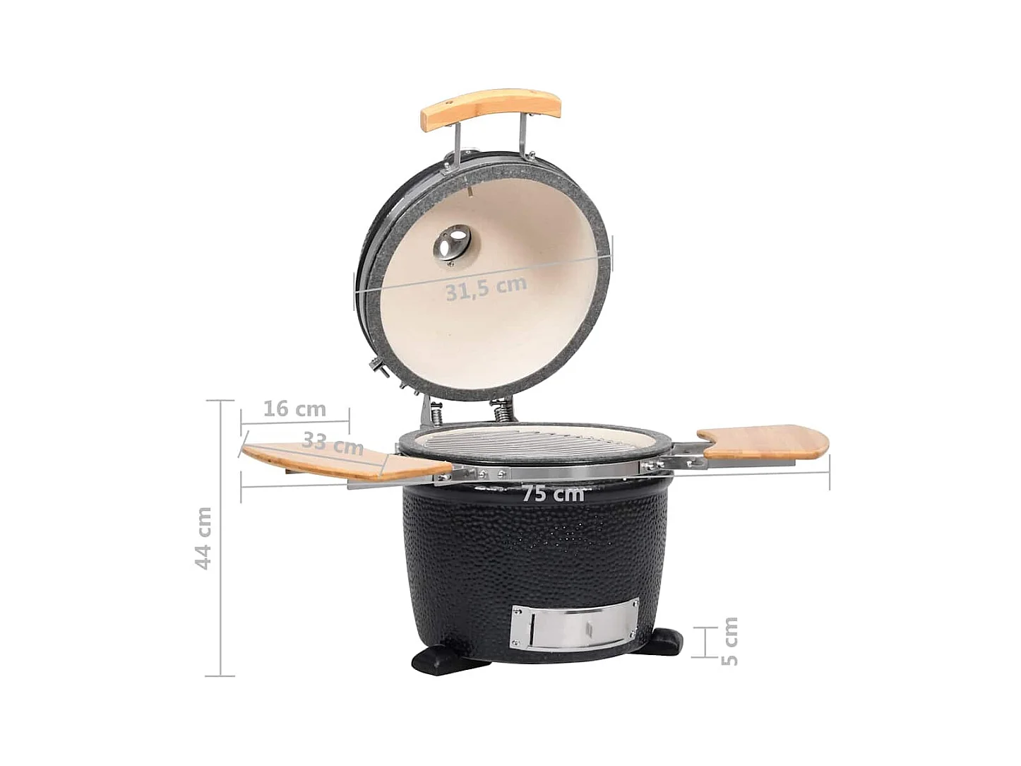 Kamado Barbecue au charbon de bois en céramique 44 cm